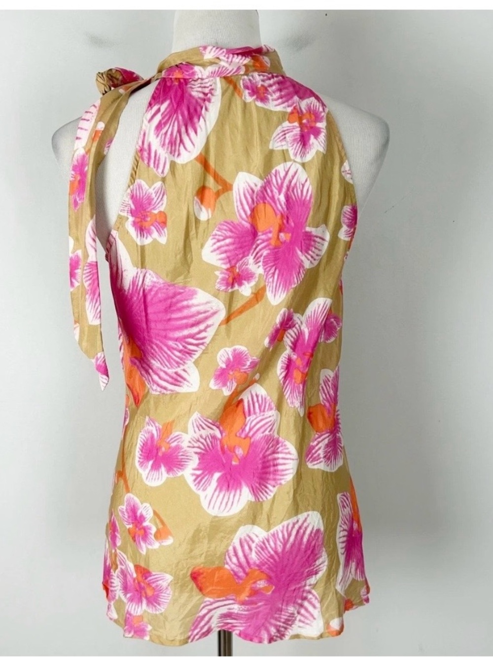 Cache Pink Floral Halter Tunic with Tan Accents - Picture 3 of 11
